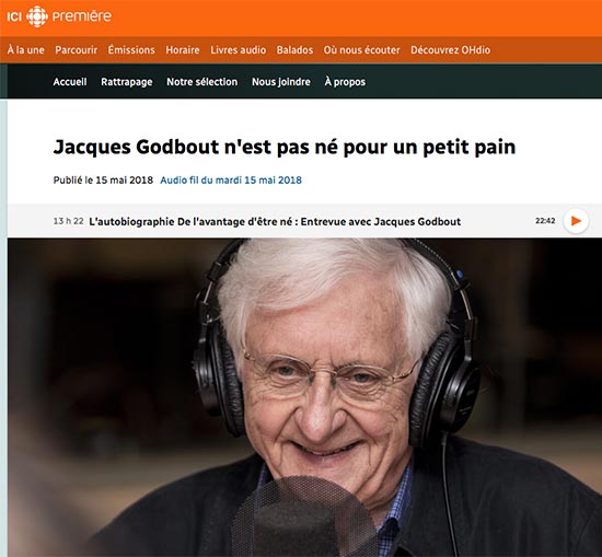 Titre d'un article de Radio-Canada : Jacques Godbout n'est pas né pour un petit pain